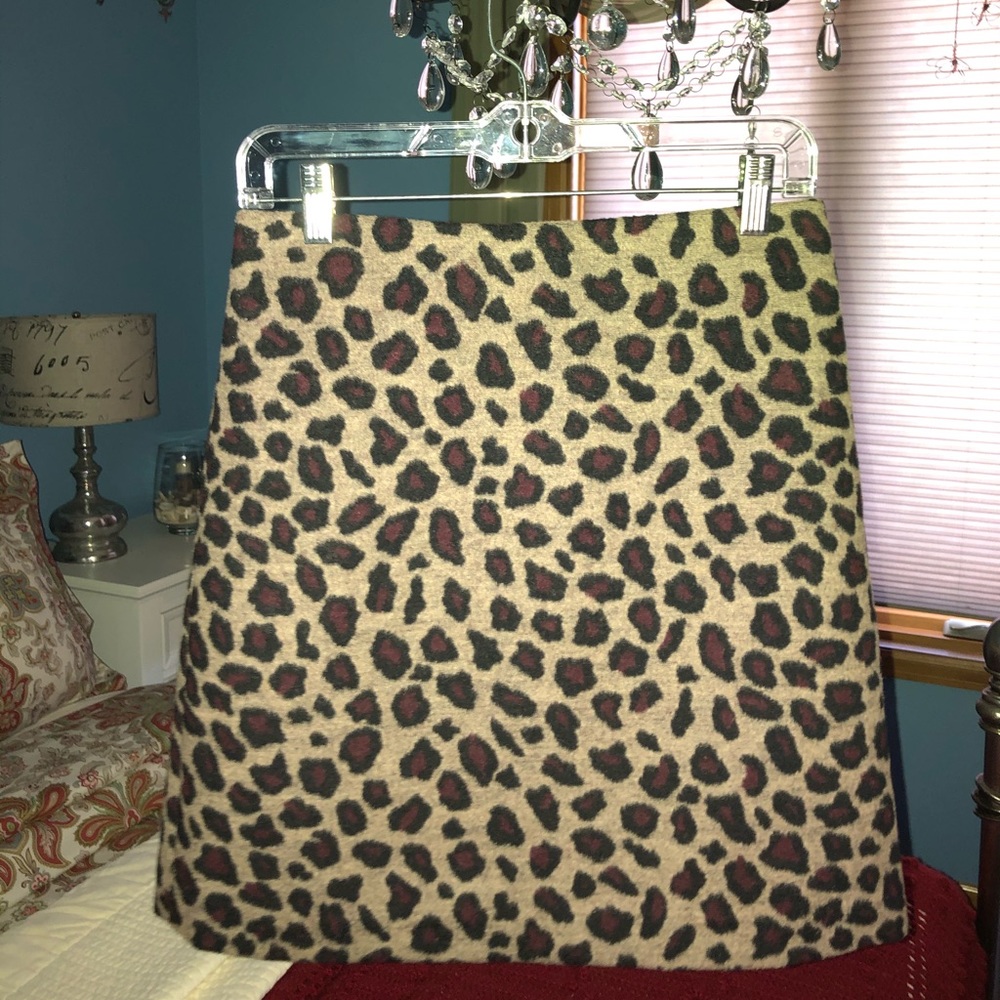 Ann Taylor Wool Blend Skirt in Leopard Print